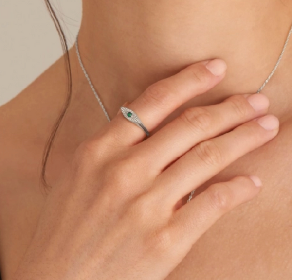 Second Nature -  Evil Eye Adjustable Silver Ring