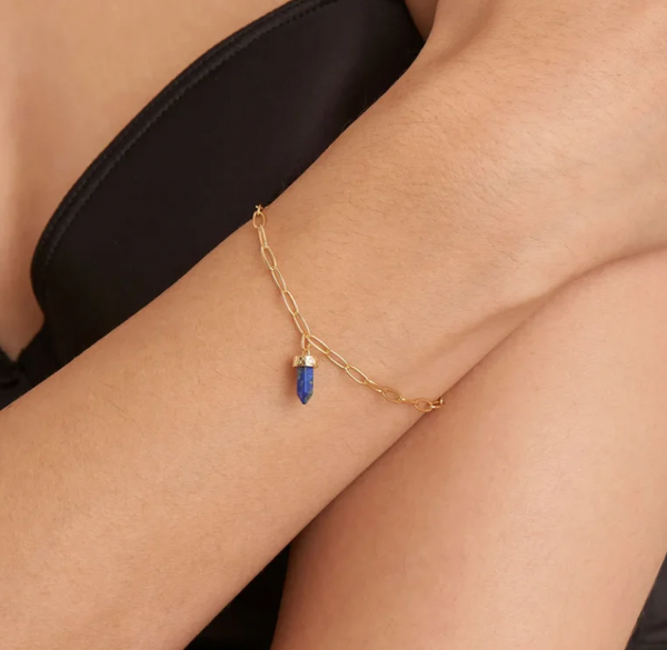Second Nature - Lapis Point Pendant Gold Bracelet
