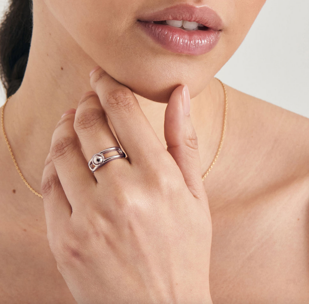 Spaced Out - Orb Claw Adjustable Silver Ring