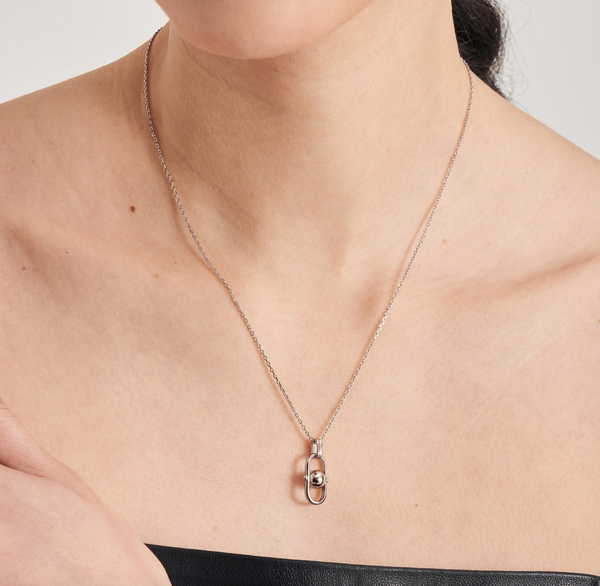 Spaced Out - Orb Link Drop Pendant Silver Necklace