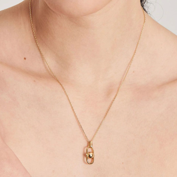 Spaced Out - Orb Link Drop Pendant Gold Necklace