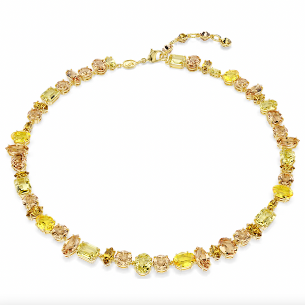 Gema Yellow Mixed Cuts Gold Tennis Necklace