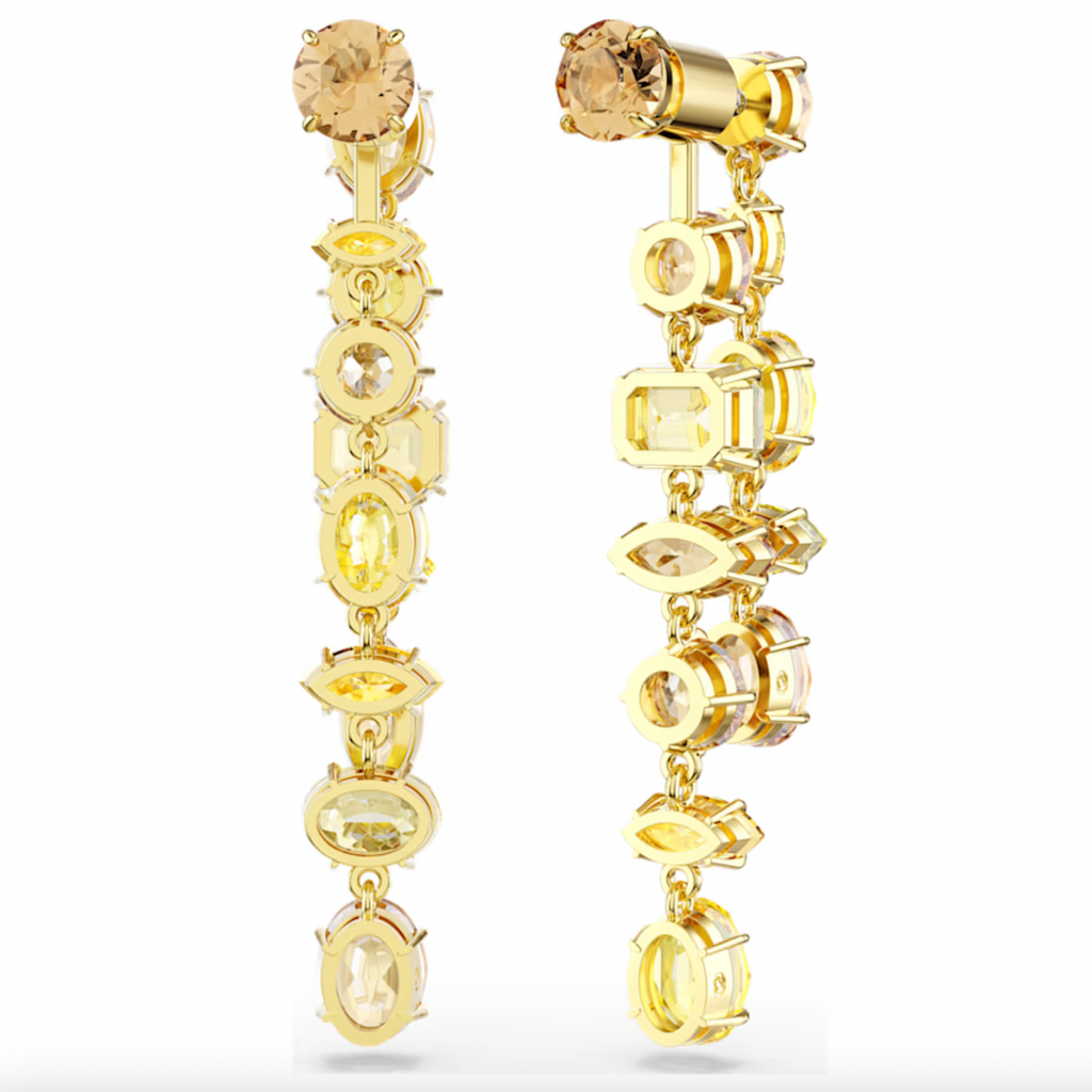 Gema Yellow Mixed Cut Asymmetrical Design Long Drop Earrings