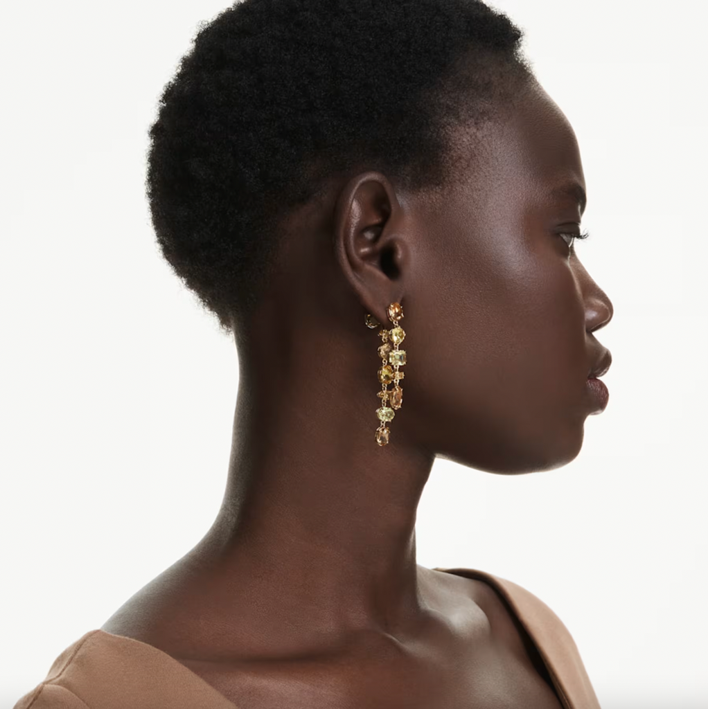 Gema Yellow Mixed Cut Asymmetrical Design Long Drop Earrings