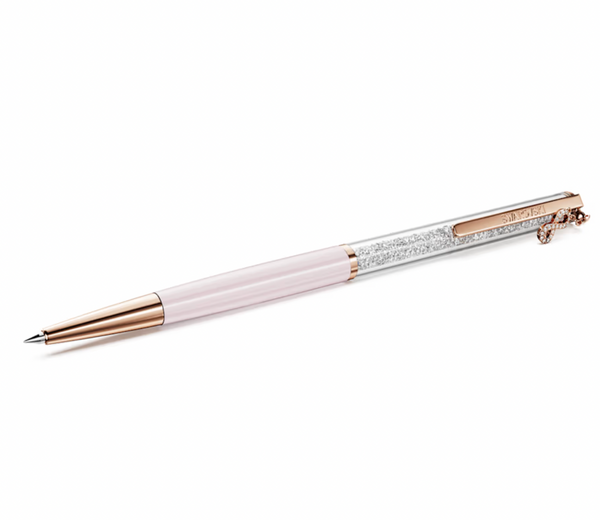 Crystalline Pink Lacquered RG Ballpoint Pen with Infinity Charm