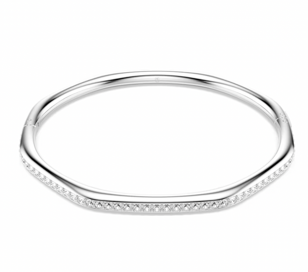 Dextera Octagon Shape Round Cut Rhodium Bangle