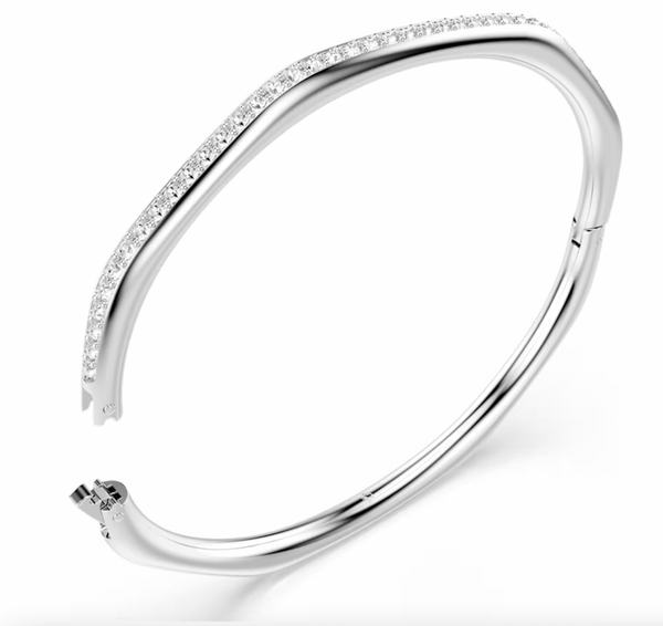 Dextera Octagon Shape Round Cut Rhodium Bangle