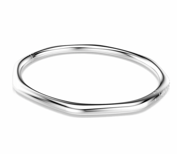 Dextera Octagon Shape Round Cut Rhodium Bangle