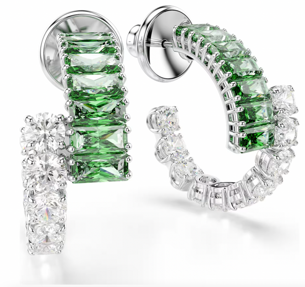 Matrix Green Mixed Cut Hoop Earrings