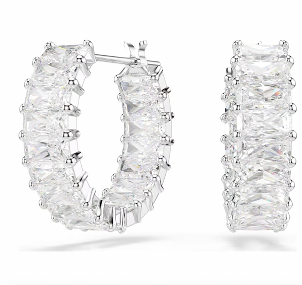Matrix White Baguette hoop earrings