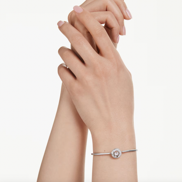 Dextera Round Cut Rhodium Bangle