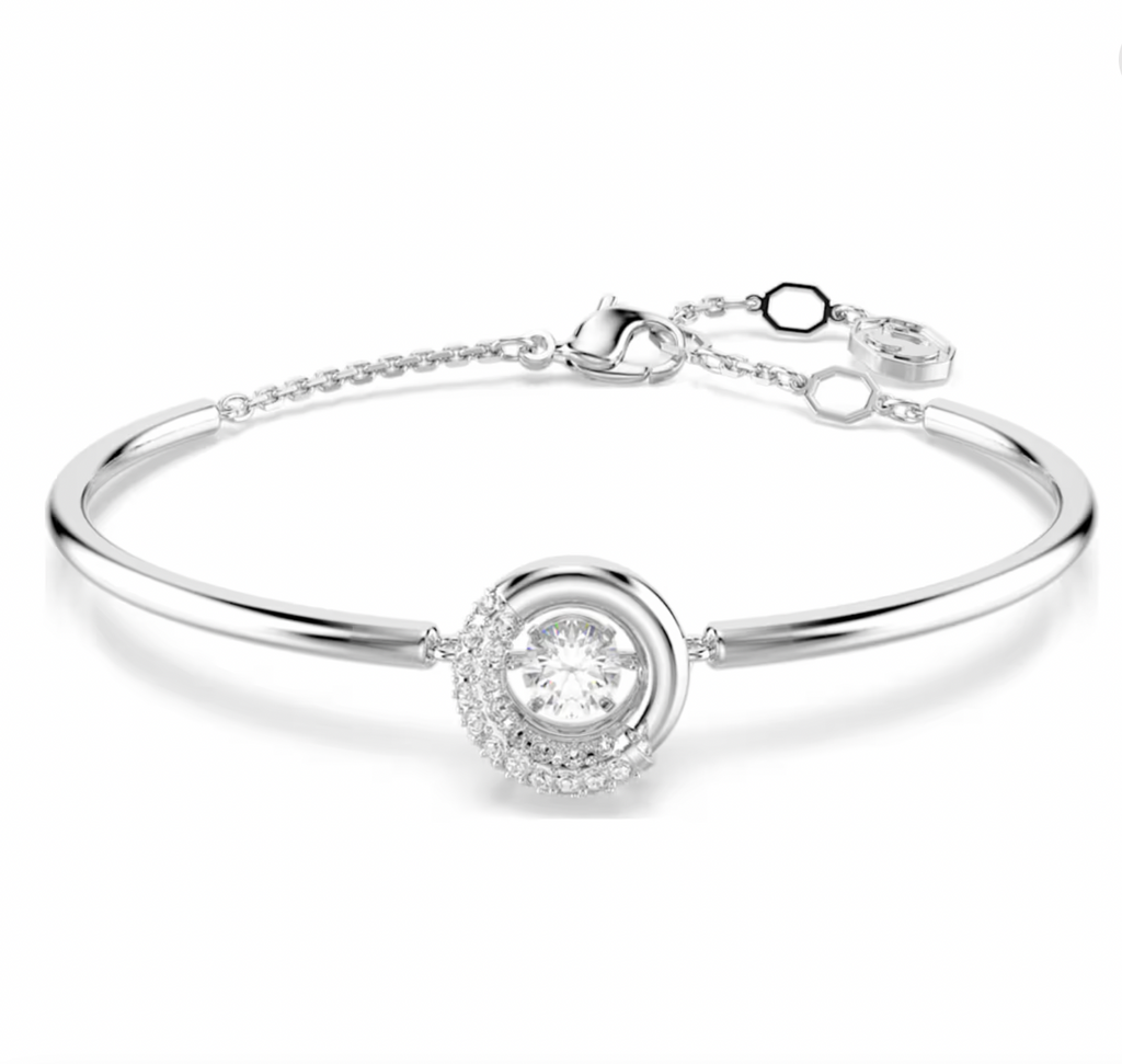 Dextera Round Cut Rhodium Bangle