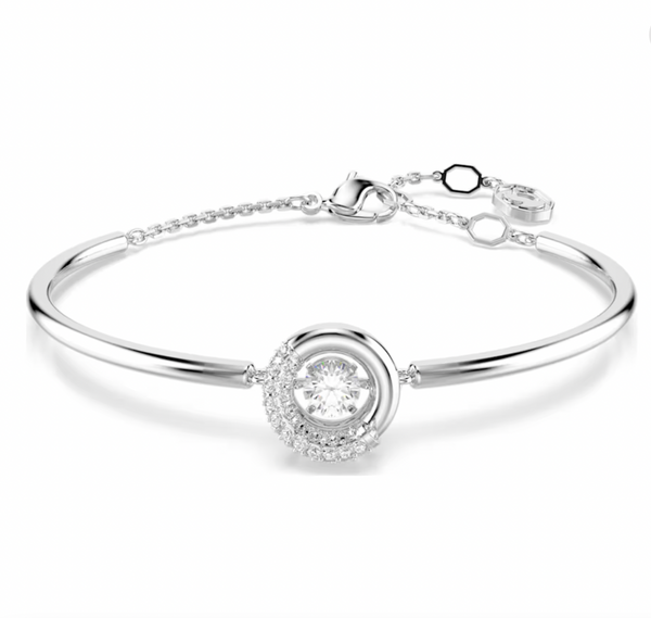 Dextera Round Cut Rhodium Bangle