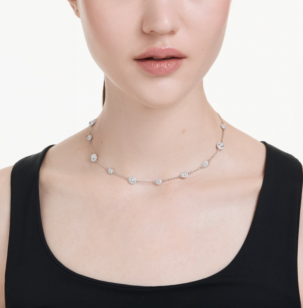 Una Angelic: Double Sided Motifs Round Cut Silver Necklace