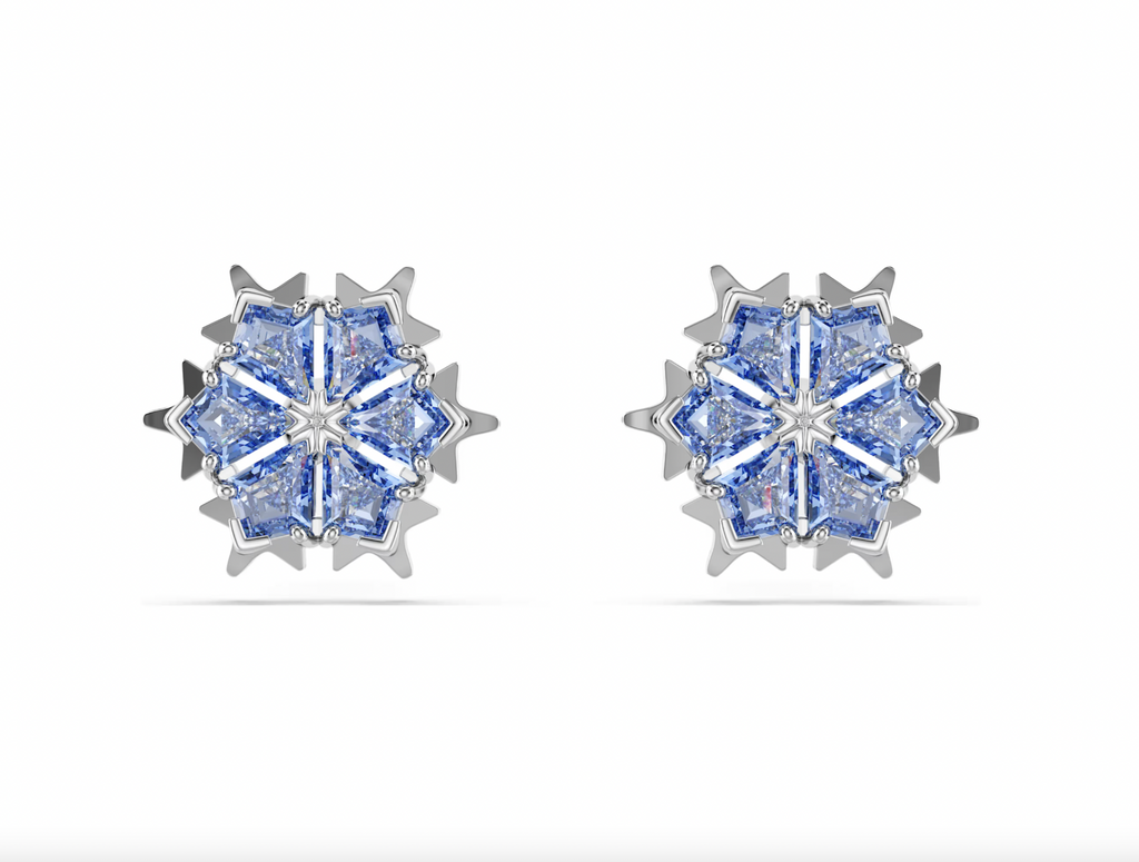Magic Blue Snowflake Stud Earrings