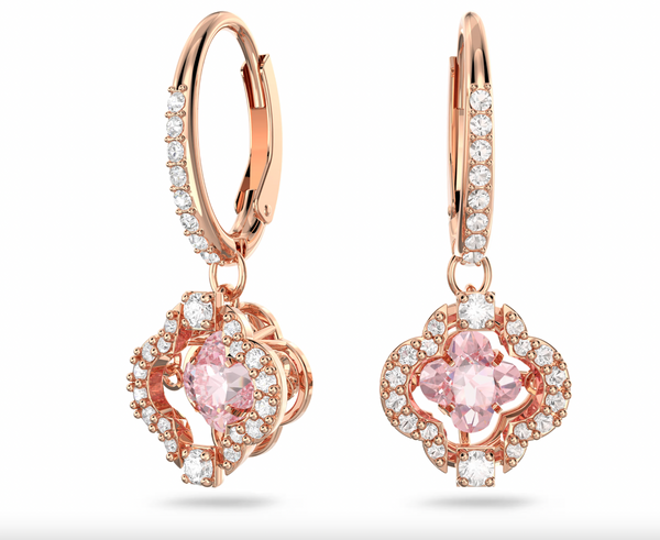 Una Sparkling Dance Clover Pierced Pink Rosegold Earrings