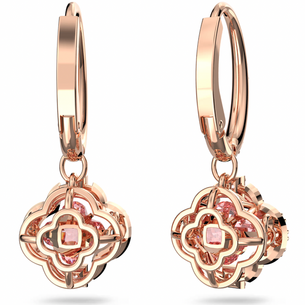 Una: Sparkling Dance Clover Pierced Pink Rosegold Earrings