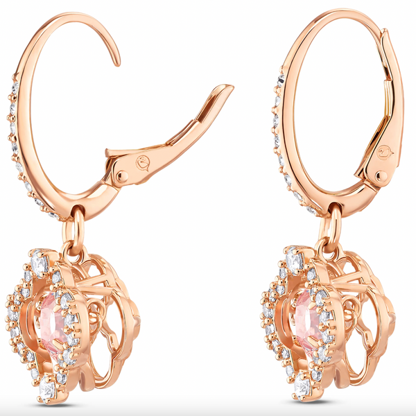 Una: Sparkling Dance Clover Pierced Pink Rosegold Earrings