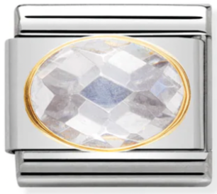 Gemstones - White CZ Faceted Gold Charm