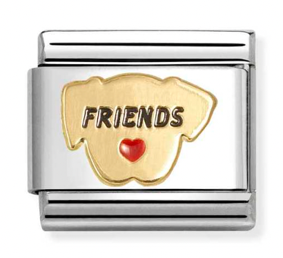 Animal - Dog Friends with Red Heart Gold Charm