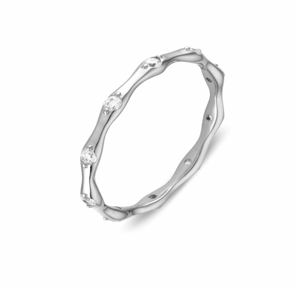 Rings - Abstract Shape Band Ring w/ CZ Detailing