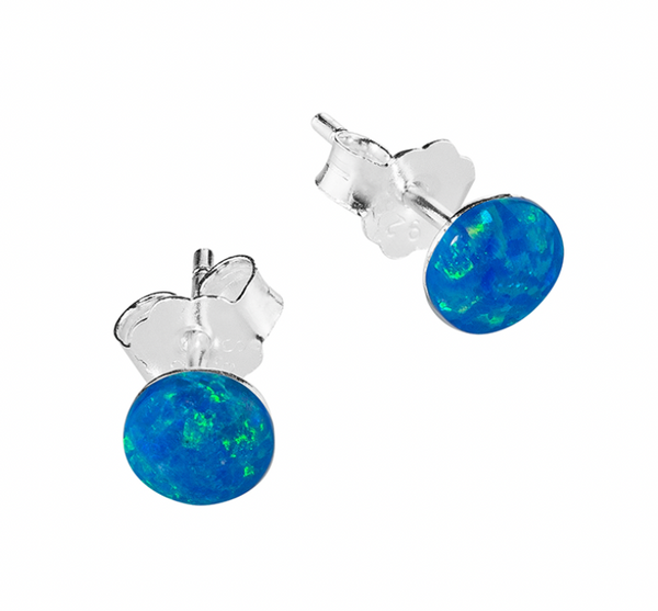 Silver Opalite Bezel Set Stud Earrings - 3 colours