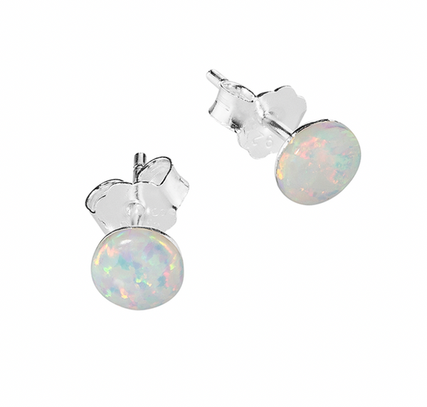 Earring - Silver Opalite Set Studs - 3 colours