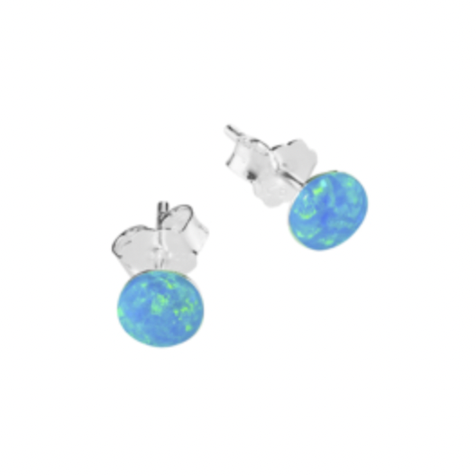 Silver Opalite Bezel Set Stud Earrings - 3 colours