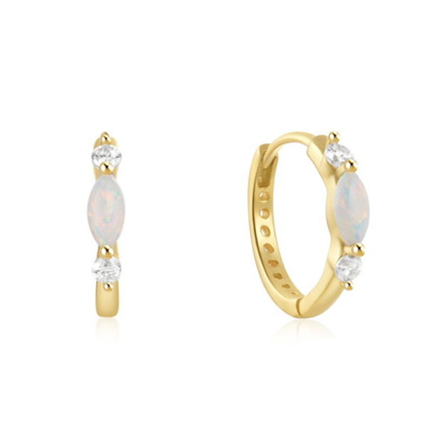 Double sided CZ & Oval Opalite Hoop - 2 colours