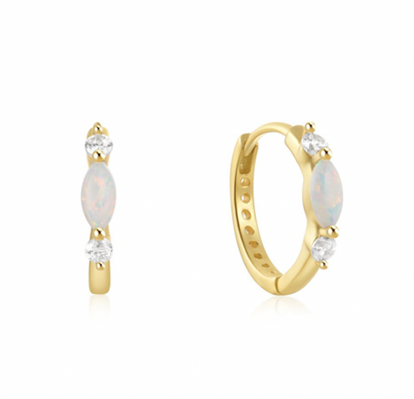Double sided CZ & Oval Opalite Hoop - 2 colours