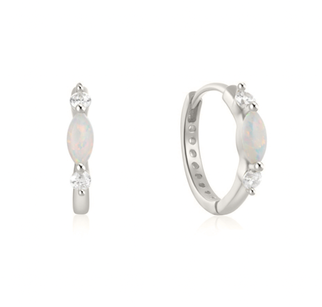 Earring - Oval Opalite Hoop - 2 colours