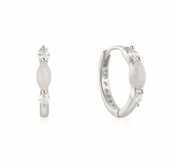 Double sided CZ & Oval Opalite Hoop - 2 colours
