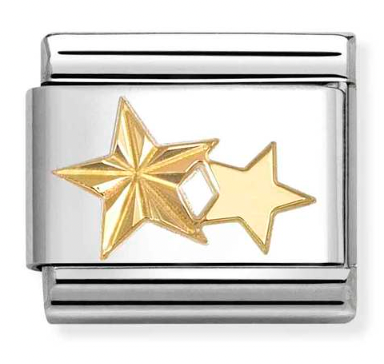 Etched Symbols - Double Star Gold Charm
