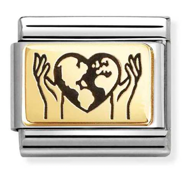 Symbols - World in your Hands with Black Enamel Gold Charm