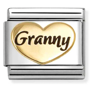 Family - Granny Heart with Black Enamel Gold Charm