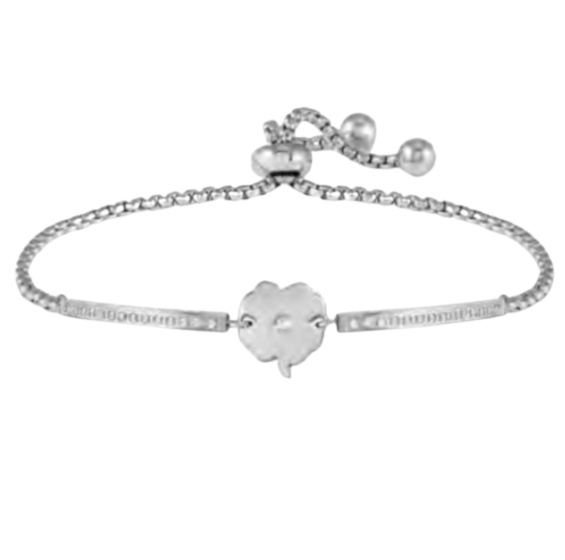 Milleluci Refined Four Leaf Clover with CZ Silver Bracelet