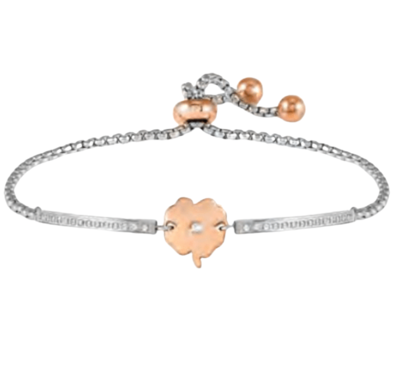 Milleluci Refined Rosegold Four Leaf Clover with CZ Silver Bracelet