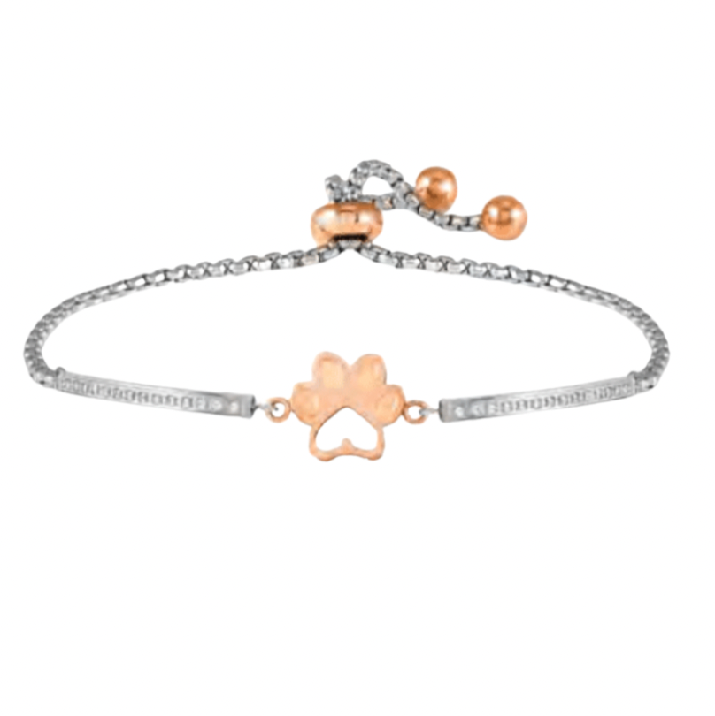 Milleluci Refined Rosegold Paw Print with CZ Silver Bracelet