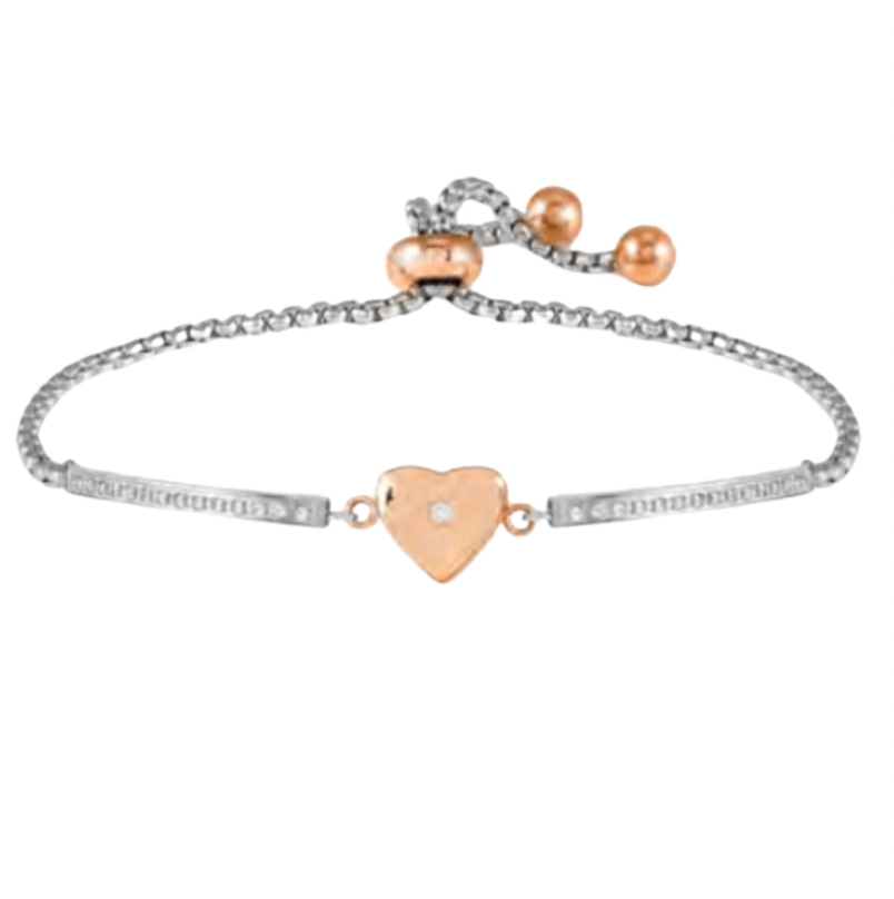 Milleluci Refined Rosegold Heart with CZ Silver Bracelet