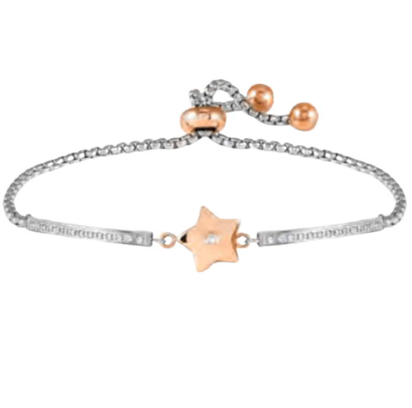 Milleluci Refined Rosegold Star with CZ Silver Bracelet