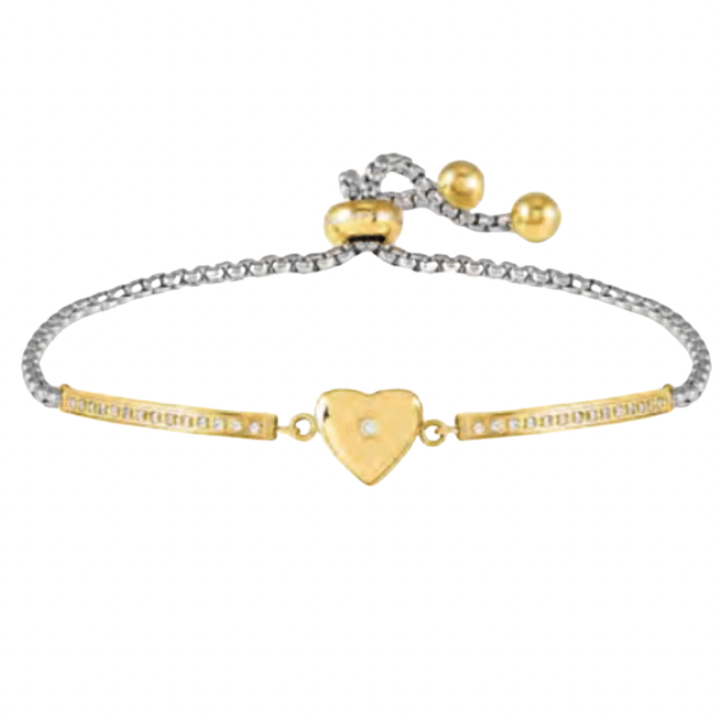 Milleluci Refined YellowGold Heart with CZ Silver Bracelet