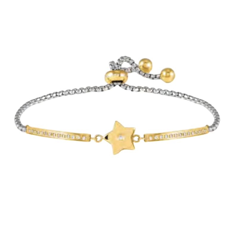 Milleluci Refined YellowGold Star with CZ Silver Bracelet