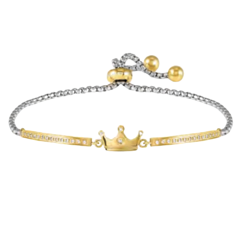 Milleluci Refined YellowGold Crown with CZ Silver Bracelet