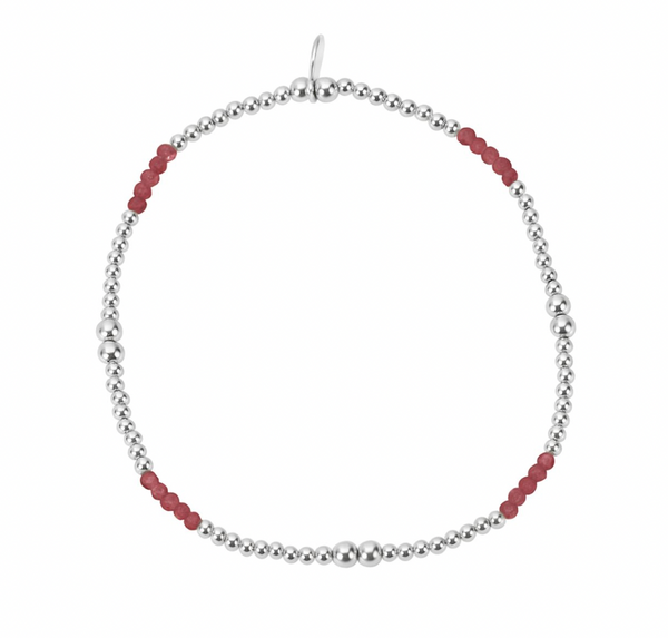 Elastic Bracelet - Coloured Beaded Stones - 4 colours