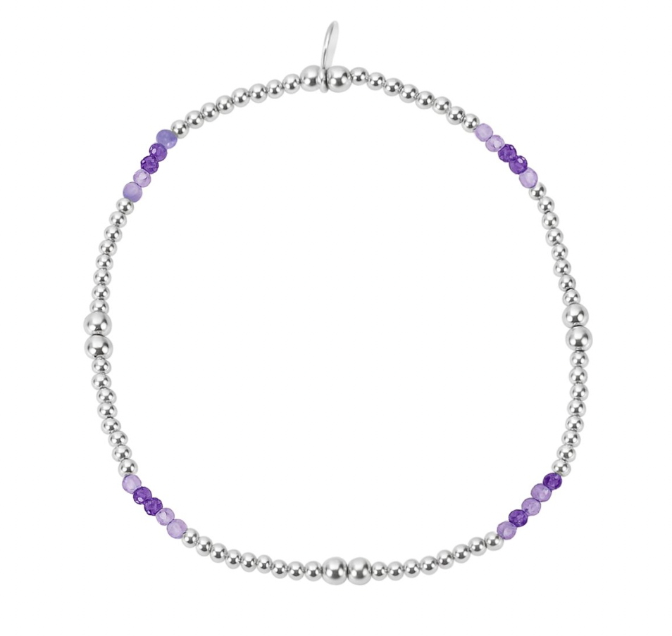 Elastic Bracelet - Coloured Beaded Stones - 4 colours