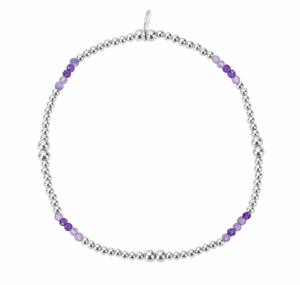 Elastic Bracelet - Coloured Beaded Stones - 3 colours