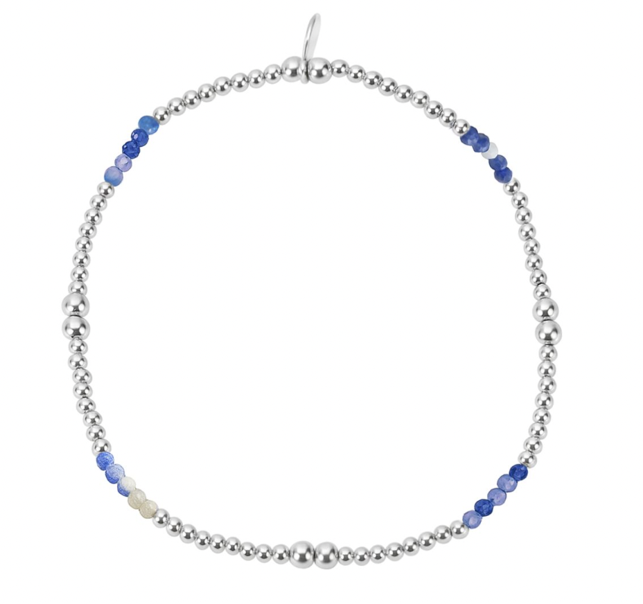 Elastic Bracelet - Coloured Beaded Stones - 4 colours