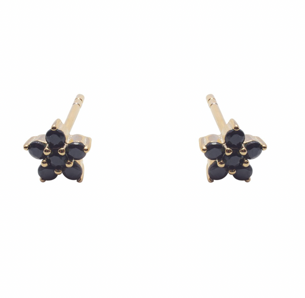 Coloured CZ Flower Gold Stud Earrings