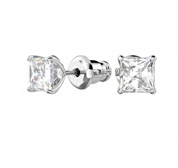 Stilla Attract: White Princess Cut Silver Earrings