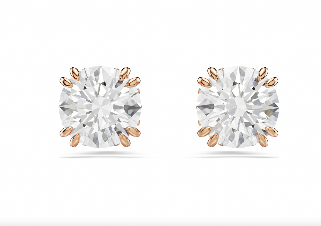 Stilla: White Round Cut Stud Earrings - 3 Colours